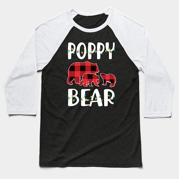 Poppy Bear Red Plaid Christmas Pajama Matching Family Gift Baseball T-Shirt by intelus